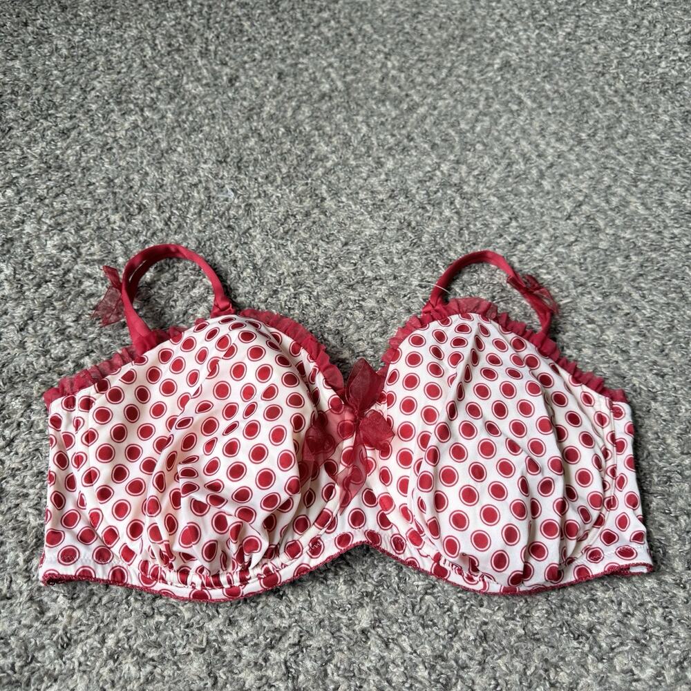 CACIQUE POLKA DOT UNDERWIRE BOW FRONT Bra SIZE 44F Balconette NEW WITHOUT TAG